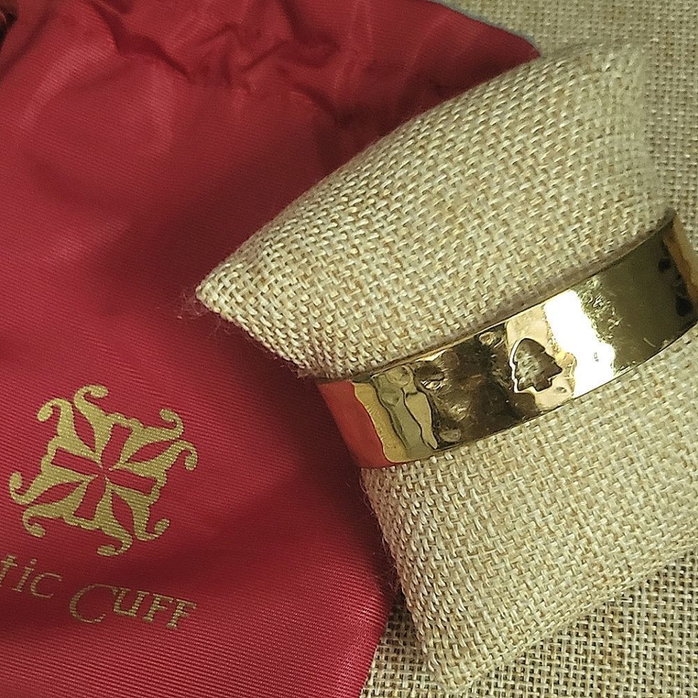 Rustic Cuff Cutout Christmas Tree Gold Cuff Bracelet
